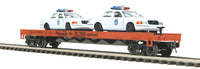 MTH Premier 20-98546 Denver & Rio Grande Flat Car w/(2) Ford Police Cars . O SCALE NEW