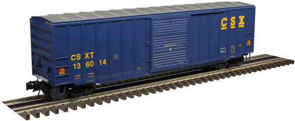 Atlas 2001003-4 CSX Box Car TRAINMAN Blue/Yellow O Scale NEW Damaged Box
