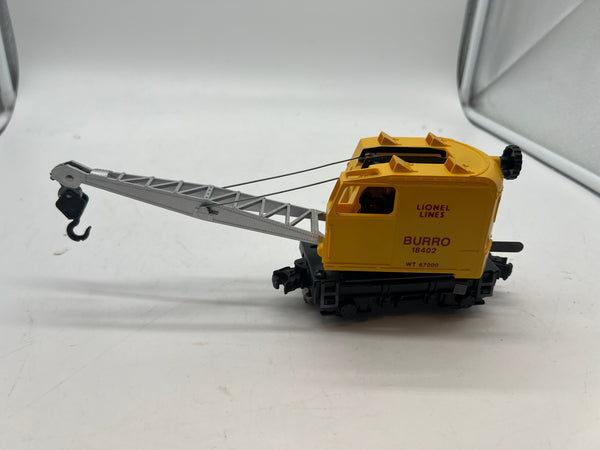 Lionel 6-18402 Lionel Lines operating burro crane O SCALE Used Excellent Damaged Box