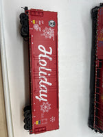 MTH 20-21161-1, 20-92237 Canadian Pacific CP Holiday Train Diesel Engine w/Proto-Sound 3.0 and 4-Car Set 50' Dbl. Door Plugged Boxcar (Set of 1 engine, 4 cars) Lighted O Scale Limited Edition Like New