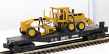 MTH Railking 30-7673 Caterpillar Flat Car - CAT w/Road Grader #252000 O SCALE Used Excellent