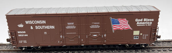 Athearn 96923 Wisconsin & Southern 50' Double Door Plug Boxcar #503144 9/11 Tribute God Bless America Patriotic HO Scale  Like New