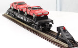 MTH Railking 30-7639 Auto Transportation Flat Car w/1968 GTO Color- Red O SCALE Like New