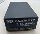 United Scale Models 25-Shay    Cowichan RR 25 Ton Shay Brass Unpainted locomotive mfd by Atlas Industries for PFM HOn3 Scale Used Excellent Damaged Box