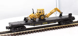 MTH 30-7606 MTH Lines w/Backhoe Flat Car RailKing O Scale Used Damaged Box