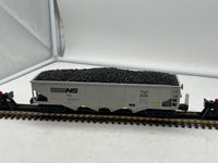 MTH Railking 30-75442 Norfolk Southern RailKing 4-Bay Hopper Car w/ EOTD O SCALE Like New