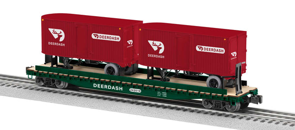 Lionel 2426710 CHRISTMAS DEER DASH 50' TOFC FLATCAR W/2 20' TRAILERS O SCALE LIMITED NEW