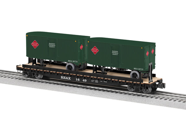 Lionel 2426730 RAILWAY EXPRESS AGENCY 50' TOFC FLATCAR W/ 20' TRAILERS O SCALE NEW Limited