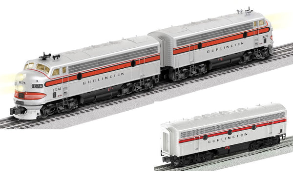 Lionel Chicago Burlington & Quincy CB&Q F7AA Set #167A #167C and 2433198 CB&Q F7B #167B O Scale NEW