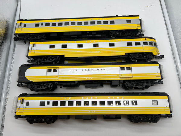 MTH 20-5610B, 20-5610C Pennsylvania Passenger Car Set East Wind Bag/Observation & Coach/Coach (Set of 4 cars) O Scale LIKE NEW