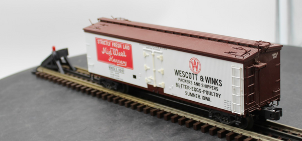 K-Line K742-8028 Mid West Hennery Wood Sided Reefer O Scale Used Excellent