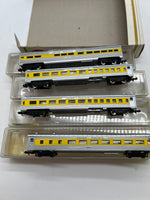 Model Power #3031-4  Union Pacific UP 4-car streamline passenger car set N scale Used Excellent Damaged Box