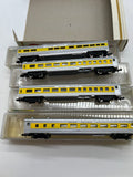 Model Power #3031-4  Union Pacific UP 4-car streamline passenger car set N scale Used Excellent Damaged Box