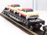 Lionel 6-17536 Flat Car Route 66 w/2 era appropriate vehicles O Scale Like New