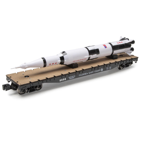 Menards 275-9122 14-3/4" O Gauge Flatcar with Saturn V Rocket O Scale NEW