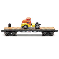Menards 275-9386 Union Pacific UP 2-Piece 10-1/2" Flatcar with 1954 GMC Tide Tractor & Trailer Set O Scale Limited NEW