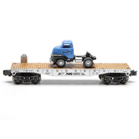 Menards 275-9392 Norfork Southern NS 2-Piece Flatcar with 1954 GMC Wrangler Tractor & Trailer Set O Scale NEW limited