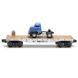 Menards 275-9392 Norfork Southern NS 2-Piece Flatcar with 1954 GMC Wrangler Tractor & Trailer Set O Scale NEW limited