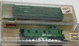 Atlas 35651 Model Power 3441 Burlington Northern Cattle Car & Caboose N SCALE Like New