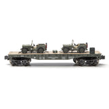 Menards 279-3380 army flatcar with two army jeeps O SCALE NEW