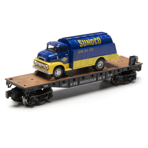 Menards 279-8318 Pennsylvania PRR Flatcar with Sunoco Fuel Truck  NEW