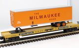 MTH Premier 20-98129 Milwaukee Road Flat Car w/ 40' Trailer O SCALE Like New
