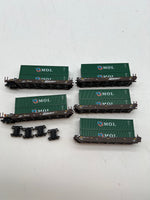 Kato 106-6153 BNSF Gunderson MAXI-I Double Stack Car set w/ containers N SCALE Used Excellent