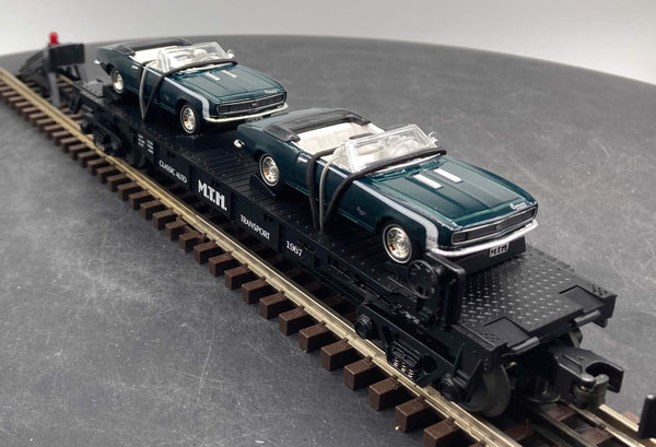 MTH Railking 30-7670 MTH Transport Flat Car w'67 Camaros O SCALE NEW