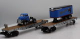Menards 275-9392 NORFOLK SOUTHERN 2-Piece Flatcar with 1954 GMC Wrangler Tractor & Trailer Set O Scale NEW