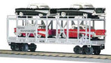 MTH Railking 30-7656 Auto Carrier Flat Car - Silver '57 Chevy (2 Red w/white top, 2 Black w/white top) O SCALE NEW