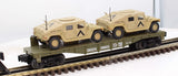 Model Train Sales Inc. DODX-39603  Military Flat Car W/2 M.P. Hummers O SCALE Like New