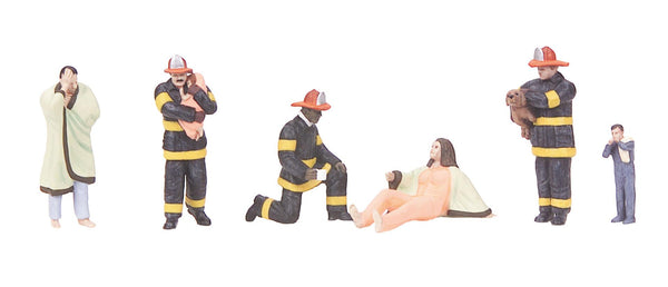 MTH Railking 30-11060 Fire Scene 6-Piece Figure Set Firefighters Rescue O SCALE NEW