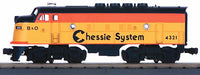 MTH 30-4016-1, 30-2119 Chessie F-3 Diesel Construction Set and F-3 A Dummy Cab No. 4321  O Scale protosound Like New