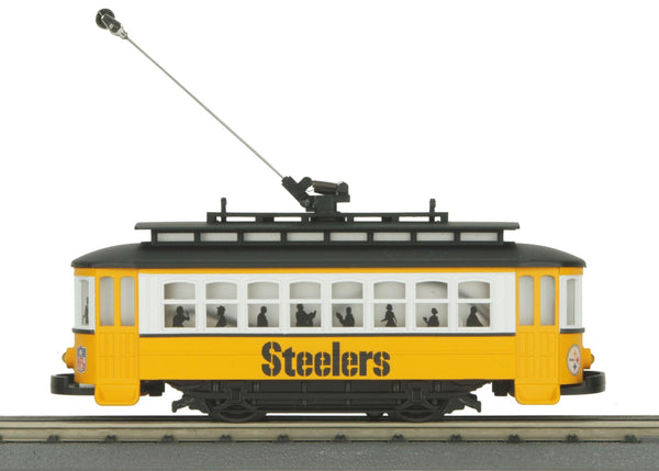 MTH Railking 30-2581 NFL - Pittsburgh Steelers Bump-n-Go Trolley O SCALE NEW