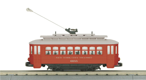 MTH Railking 30-2596 New York City Transit NYC Bump-n-Go Trolley O SCALE Used Excellent Water Damaged Box