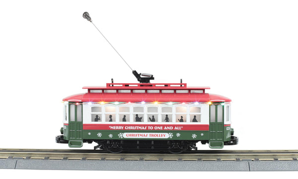 MTH Railking 30-5200 Christmas Bump-n-Go Trolley - Christmas With LED Lights. O SCALE Used Excellent No Box