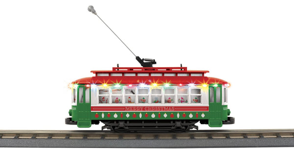 MTH Railking 30-5254 Christmas Bump-n-Go Trolley With LED Lights limited O SCALE NEW