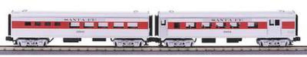 MTH Railking 30-6014 Santa Fe RailKing 2-Car O-27 Streamlined Combo/Diner Set O SCALE Like New