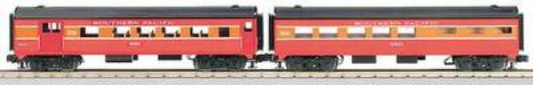 MTH Railking 30-6064 Southern Pacific SP Daylight 2-Car O-27 Streamlined Combo/Diner Set - Combine 6098 Diner 10213. O SCALE Like New