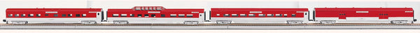 MTH Railking 30-6708 Rock Island Golden rocket 4-Car Set 60' Streamlined Passenger - Smooth Sided RI Bag 820 Coach "La Palma" Vista Dome "La Quinta" Obs. "La Mirada" Sleeper "Golden Crest" Diner "Golden Goblet" Full Dome "Alta Vista". O SCALE NEW