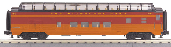 MTH Railking 30-67405 Milwaukee Road O SCALE RailKing 60' Streamlined Full-Length Vista Dome Car NEW