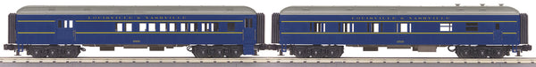 MTH Railking 30-6968 Louisville & Nashville 2-Car 60' Madison Combo/Diner Set #1600, 2725. O SCALE NEW Production Sample as is