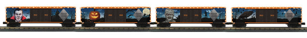 MTH RailKing 30-70149 Halloween 50' Double Door 4 Boxcar Set limited O SCALE NEW