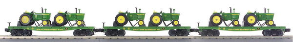 MTH Railking 30-7027 John Deere RailKing 3-Car Flat Car Set w/1960 Tractors O SCALE NEW