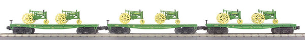 MTH Railking 30-7028 John Deere 3-Car Flat Car Set w/Model A Tractors O SCALE NEW