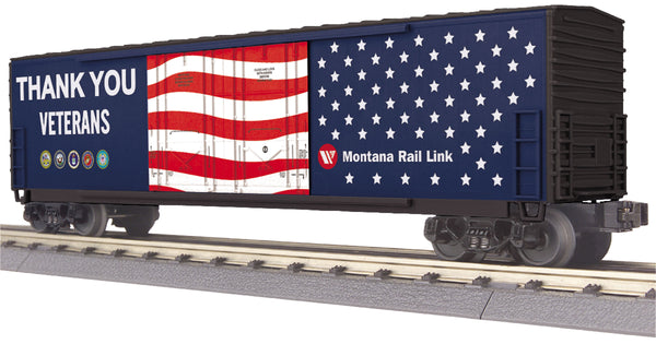 MTH Railking 30-71048 Montana Rail Link 50 Double Door Plugged Boxcar #Veterans. O SCALE NEW