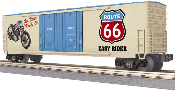 MTH Railking 30-71098 Route 66 Motorcycle 50 Double Door Plugged Boxcar O SCALE NEW