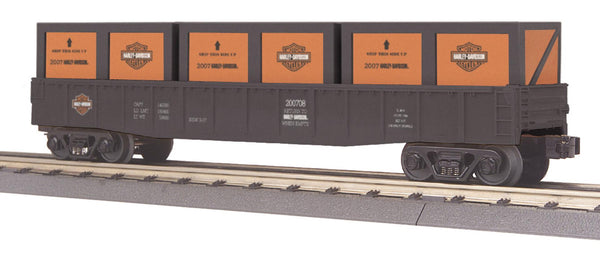 MTH Railking 30-72001 Harley-Davidson RailKing Gondola Car w/Crates O SCALE Used Excellent No Box