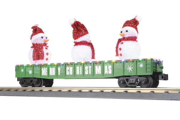MTH RailKing 30-72263 Christmas Gondola Car with LED lights and lighted snowmen limited 1225 O SCALE NEW