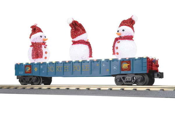 MTH RailKing 30-72264 North Pole Gondola Car with LED lights and lighted snowmen 2025 limited O SCALE NEW